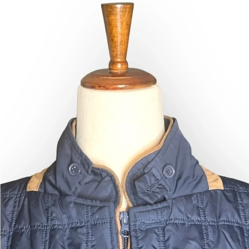 TailorByrd Mens Navy Quilted Barn Jacket Removable Dickey Elbow Patches XXL
